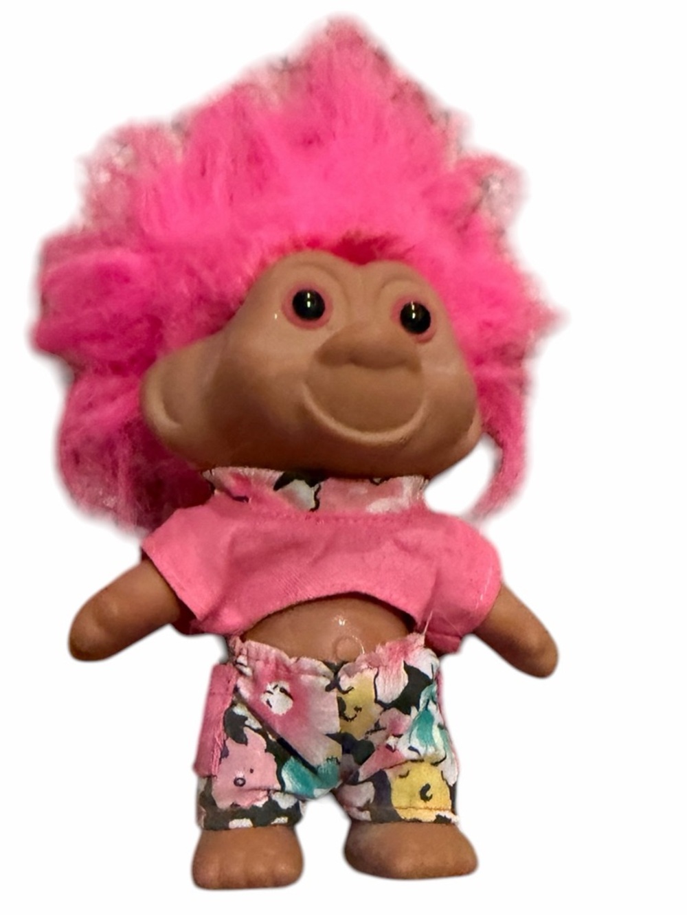 Vintage 1991 Russ Troll Doll Floral Outfit Angels Wings Pink Hair 90s